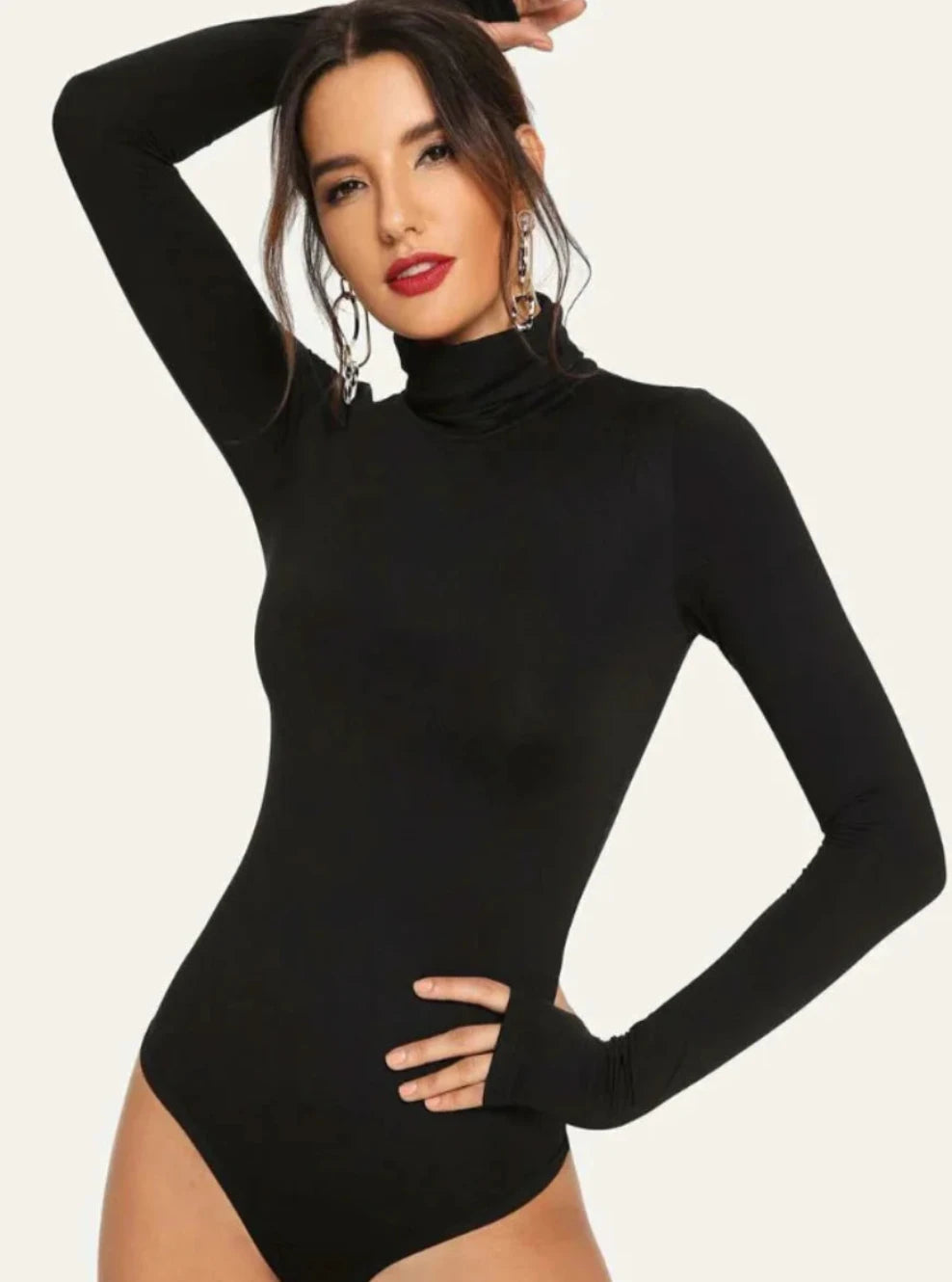 129-Fitted High Neck Bodysuit